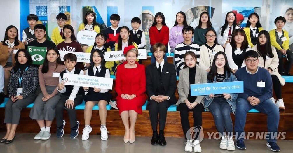 jaemin collaborated with unicef korea in 2018 and met with the queen of belgium to talk about environmental pollution and climate change that affects the health of children in korea