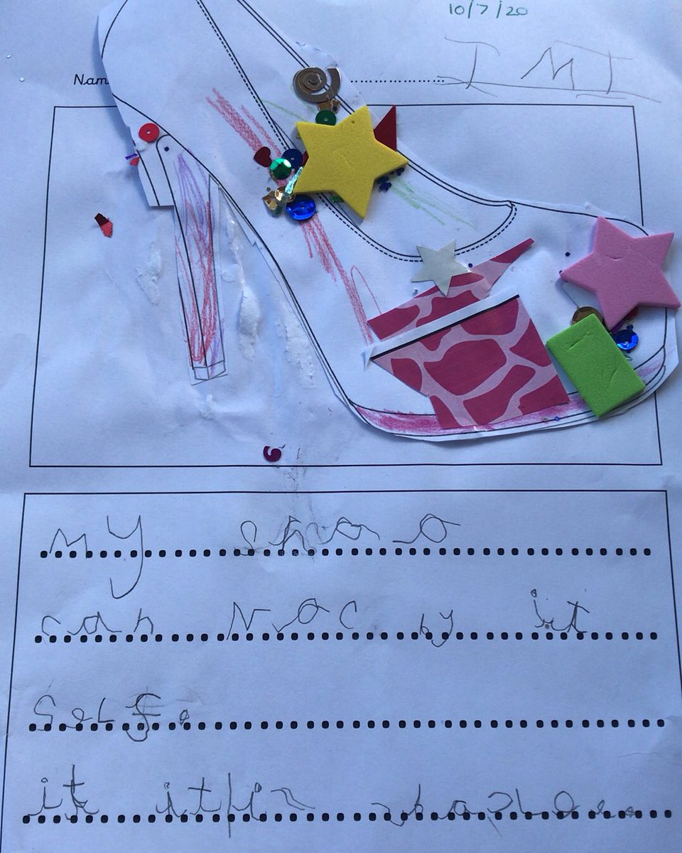 christinasperd1's tweet photo. Some super sentences written about their magic shoe designs from the Reception children in the second bubble this week 😊 #writing #EYFS #schoolsreopening @sandalps https://t.co/9uCLfIO72l
