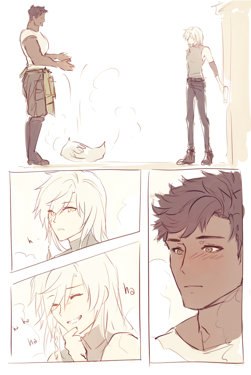 First time Cassim sees Freya with his hair down (also the first time he sees him laugh) 