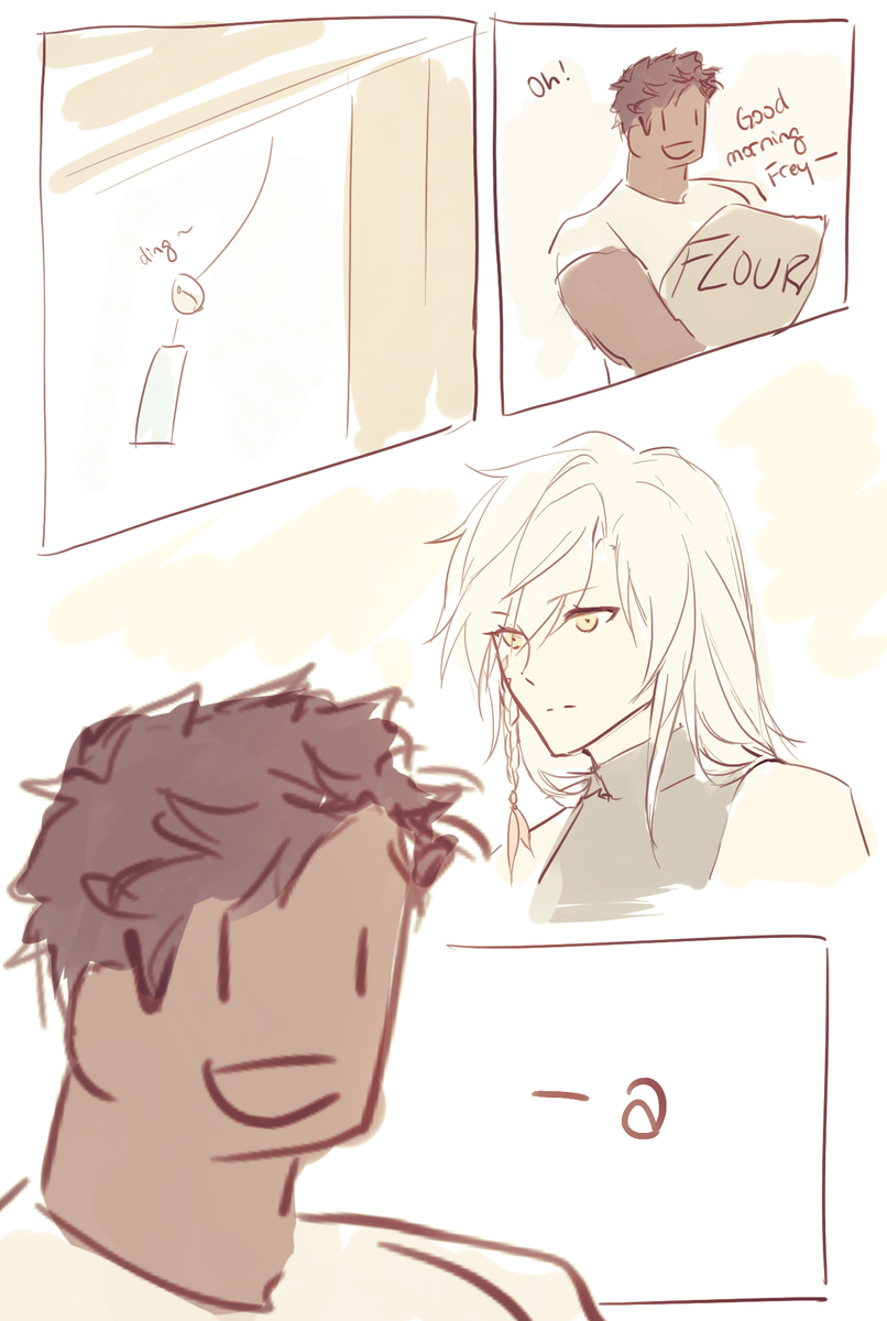First time Cassim sees Freya with his hair down (also the first time he sees him laugh) 