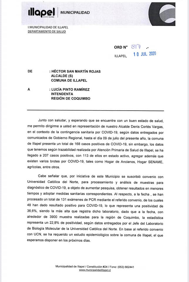 MUNI_ILLAPEL's tweet photo. #CUARENTENAPARAILLAPEL

115 contagios activos en la comuna por covid-19, con 209 casos en total y distintos brotes de contagios, por lo que solicitamos URGENTE CUARENTENA a las autoridades de la región. https://t.co/YmwQ4BQY2q