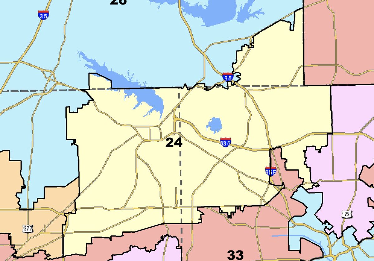 That increased diversity is playing out with special force in TX-24 in the DFW region where in 2011 Rs rejected efforts to create a Latino majority district that would have taken in big portions of the eastern parts of the current TX-24.  #txlege 5/