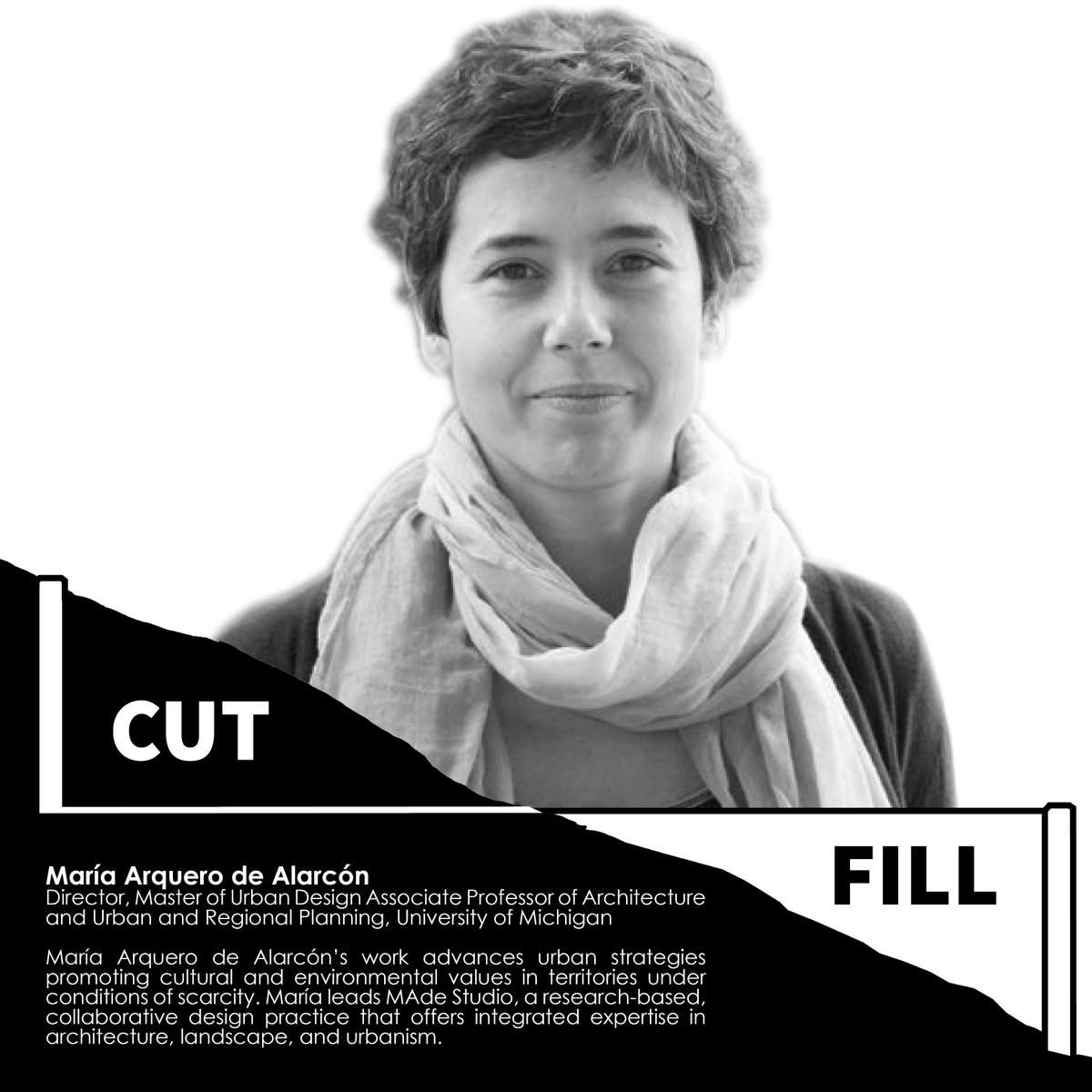 the_UrbanStudio's tweet photo. We are thrilled to have María Arquero de Alarcón as a panelist! She is an associate professor of architecture and urban and regional planning and director of the master of urban design at the University of Michigan Taubman College. Register at: https://t.co/zMK76ZalmF. #cutfill https://t.co/k2WANCw89G