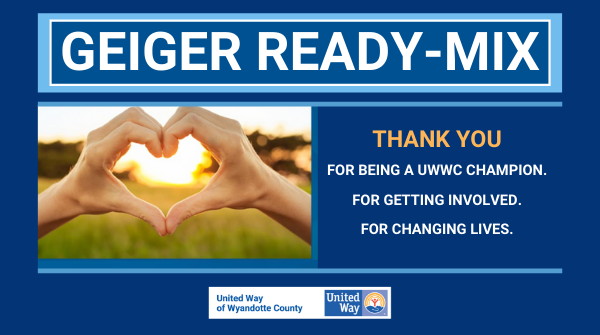 UnitedWayWyCo's tweet photo. Thank you to Geiger Ready-Mix for a successful United Way campaign in 2019! Thanks to another year of incredible generosity, you are making a positive impact in our community.  @GeigerReadyMix https://t.co/LhZPGrRGW9