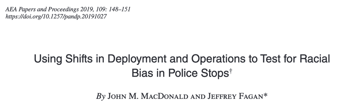 502/ "Even though there was no racial disparity in the change in recovery rates, the increase in stops of nonwhites implies that the burden of this policy shift occurred primarily for blacks and Hispanics in impact-zone areas" where the NYPD increased "stop and frisk" policing.
