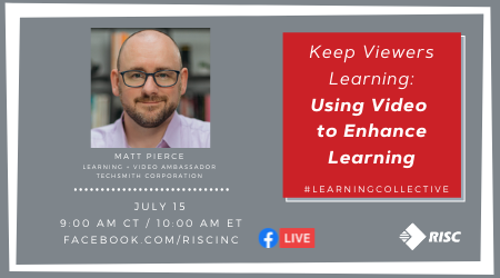RISC_Inc's tweet photo. Keeping learners engaged with #trainingcontent can be challenging. Tune in next week for #LearningCollective with @piercemr who will discuss all things #video to enhance learning experiences! https://t.co/T9v5Tpjh8p