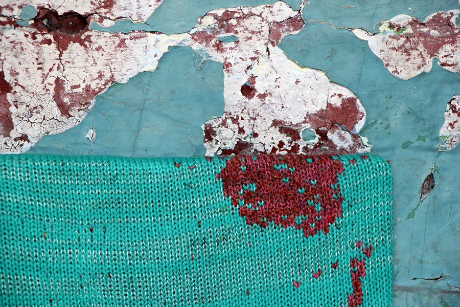 FAIT ACCOMPLIS - knitted tiles that archived the textures and painted signage of  #Crusader, referencing the textile factories past and present. C&C infact requested ths artwork was removed for their 1st sales day. They like some art, just not all art.  http://portfolio.smeech.co.uk/fait-accomplis/&nbsp;