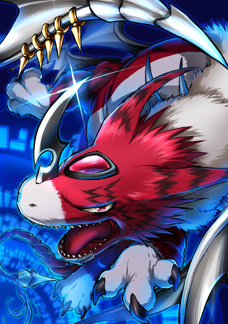 digimon (creature) claws no humans open mouth teeth sharp teeth solo  illustration images