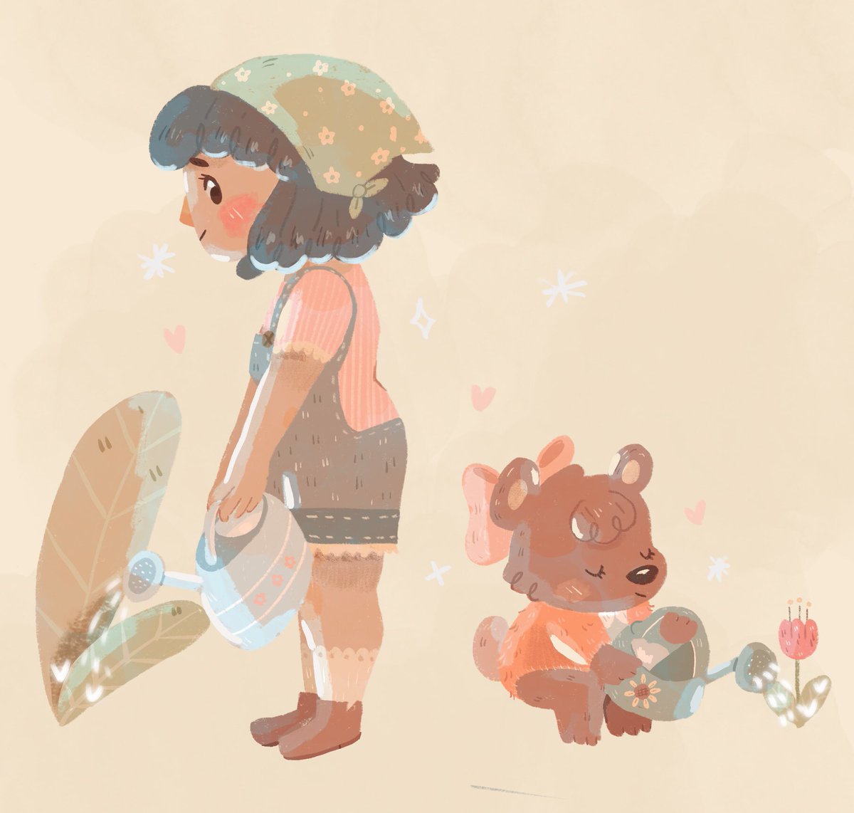 maple 🍁 and gardening fun! more lineless practice w textured brushes ☺️ #AnimalCrossing #acnh #fanart #cottagecore #AnimalCrossingNewHorizons