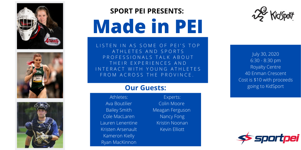 SportPEI's tweet photo. Sport PEI is proud to announce the 2nd "Made in PEI" event, taking place Thursday July 30th at 6:30 pm at The Royalty Centre, 40 Enman Cres in Charlottetown.
More details ⬇️
https://t.co/0KVnTt442G
Register here: https://t.co/r0CMUpwHK4
#MadeinPEI #PEIProud #IslandPride https://t.co/LWXKeIenWo