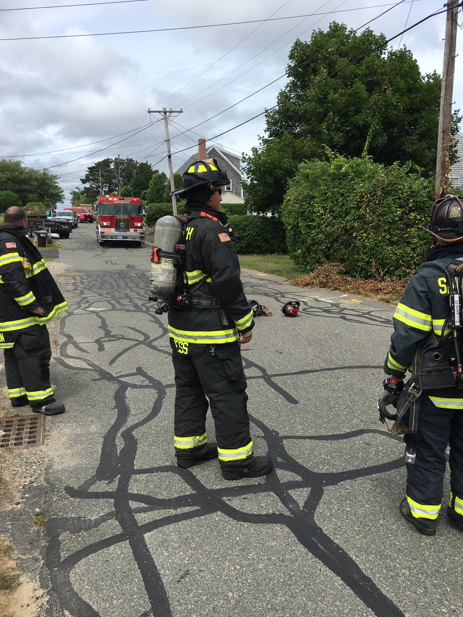 Sandwich F.F.'s Wood Ave for a Gas Main break in the street.
