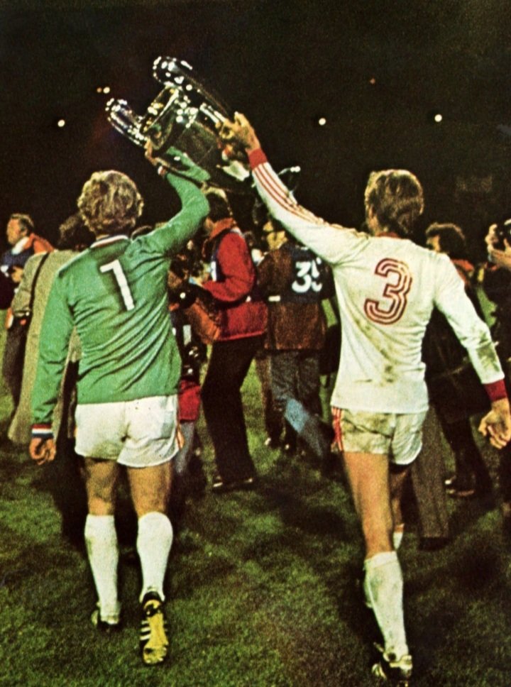 They won it in 1974 under Lattek, beating Atletico Madrid 4-0 in a replay after a 1-1 draw. The other 2 in 1975 and 1976 were won under coach Dettmar Cramer as Bayern defeated Leeds United 2-0 and ASSE 1-0.