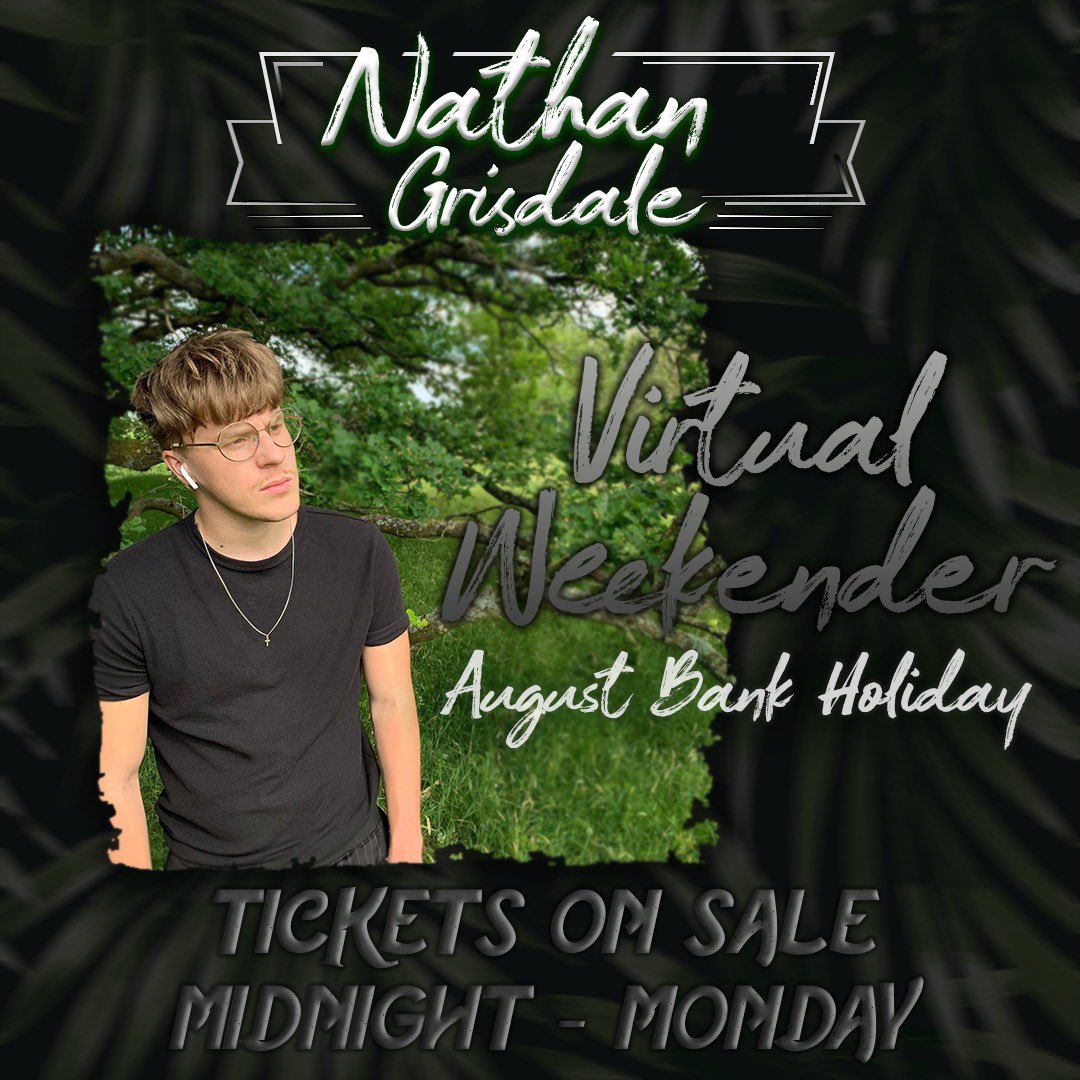 NathanGrisdale's tweet photo. I’m so excited to announce I’m doing a Virtual 4 day tour online! New songs, 1 hour set!!! Limited tickets for each day, can’t wait😃❤️ https://t.co/tgddjGlJL9