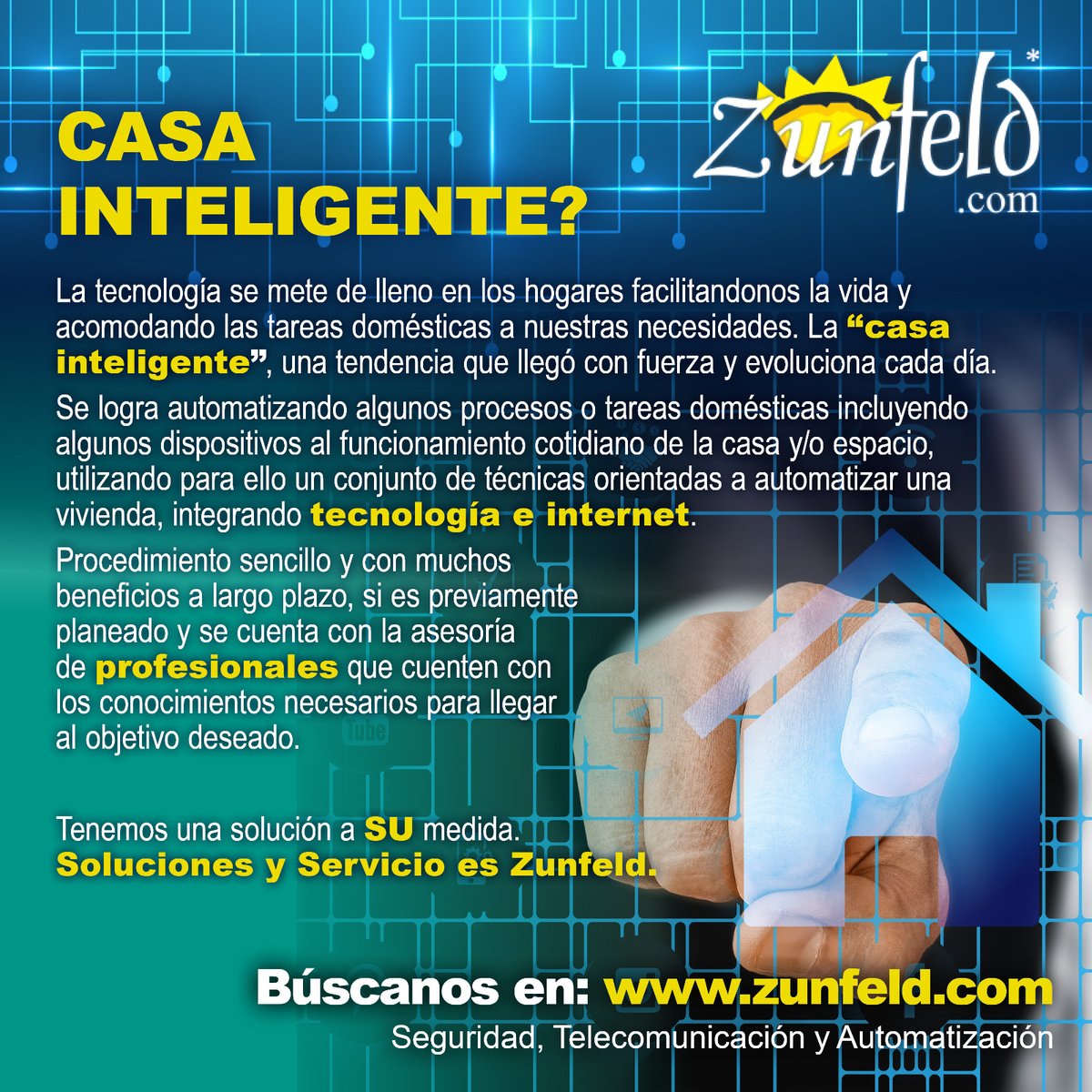 ZunfeldMX's tweet photo. La tecnología se mete de lleno en los hogares facilitandonos la vida y acomodando las tareas domésticas a nuestras necesidades. La “casa inteligente”, una tendencia que llegó con fuerza y evoluciona cada día. 
Aqui encontraras el artículo completo
��👇👇
https://t.co/qzeuSkNbPY https://t.co/YATgIyXTm4