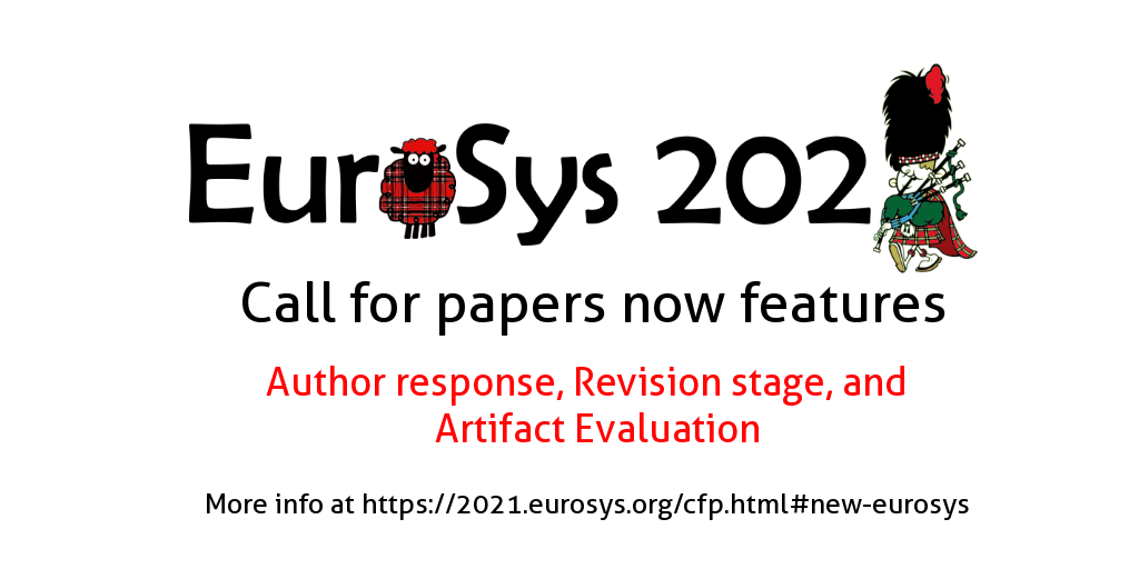 EuroSys_conf's tweet photo. We are glad to announce three new features for this year:
Authors response, Revision stage, and Artifact Evaluation.
More details on https://t.co/r5IeIPVcca. https://t.co/j9z241O7Iz