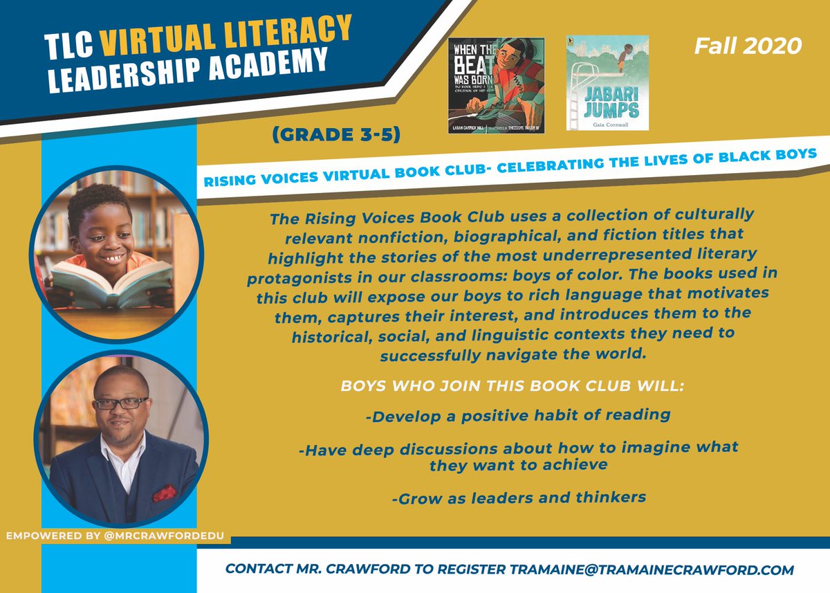 MrCrawfordEDU's tweet photo. The @Scholastic Rising Voices Library collections have arrived. Our 3-5 grade virtual book clubs will start in September. Click link in bio to enroll. 👨🏽‍💻📚@ScholasticEd @JoyceJamerson 
#LeadersAreReaders #educatio #books #reading #literacy #diversity #inclusion #culture https://t.co/BVN5UzrOUt