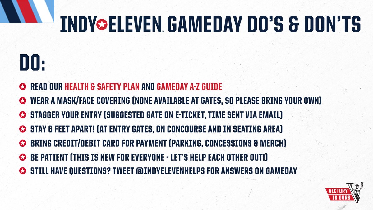 IndyEleven's tweet photo. 🏟️ Our home opener is just around the corner. Take a moment to review some gameday do's &amp; don'ts ahead of Saturday's match.

📄 Please visit https://t.co/H20VQ2557s for more information

#IndyForever | #INDvSTL | #VictoryIsOurs https://t.co/zR8lzT2dHm