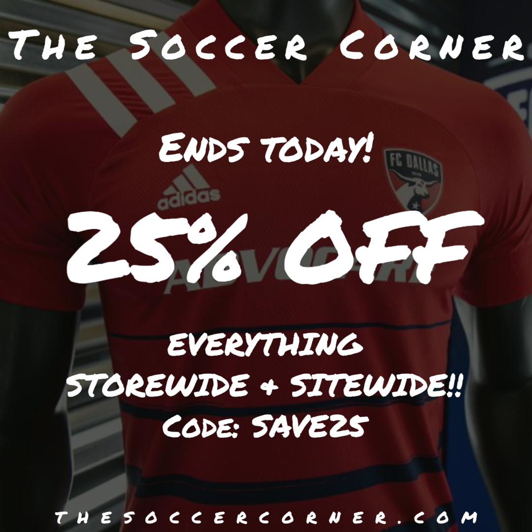 thesoccercorner's tweet photo. Our 25% off everything sale ends TODAY!
Visit us in Plano, Arlington, Lewisville, Round Rock and our Austin locations or shop online at https://t.co/MaOWYjDZmB https://t.co/GiFd8QghyU