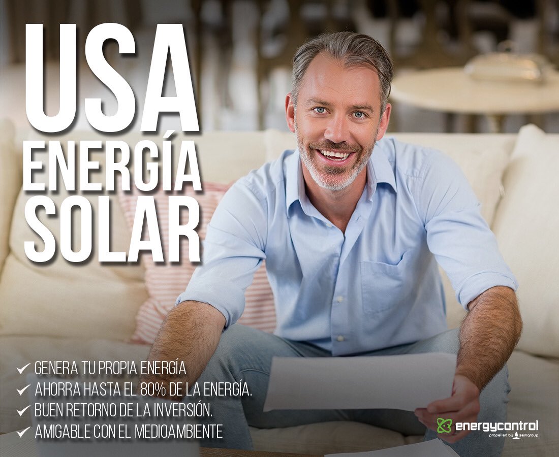 EnergyControl_'s tweet photo. Usando energía solar☀️ -> Ahorras hasta el 80% y sin perder comodidad. #UsaEnergiaSolar #EnergyControl #EnergiaSolar #Semgroup #SemgroupEnergy https://t.co/8L5LuPEa2q