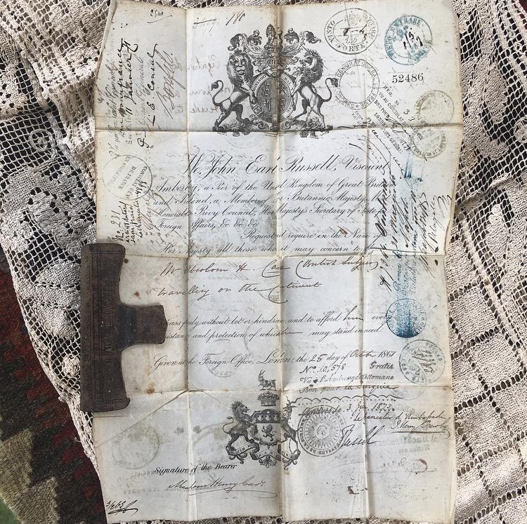 BiblioDeviant's tweet photo. Definitely falling under #NobodyisOrdinary, this official passport issued by Viscount Russell to "Absolom Henry Cade Travelling on The Continent" - visa stamps & written assurances of passage from 1867 - 1877 all across Europe. He got around.
https://t.co/0Asr3jEywN https://t.co/e7CFNq8szp