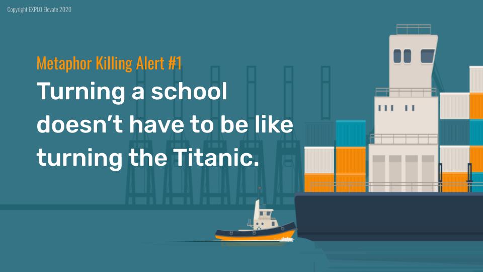 EXPLOElevate's tweet photo. On this morning's webinar with @jrosspeters on the importance of pilot programs in 2020, he talked about schools needing to kill certain metaphors they are often consciously or subconsciously using.
#leadership #progressculture https://t.co/9BSJPhzAZV
