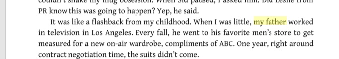 When has Tucker talked about his father? Oh— here— where he says he “worked in TV in LA”— odd