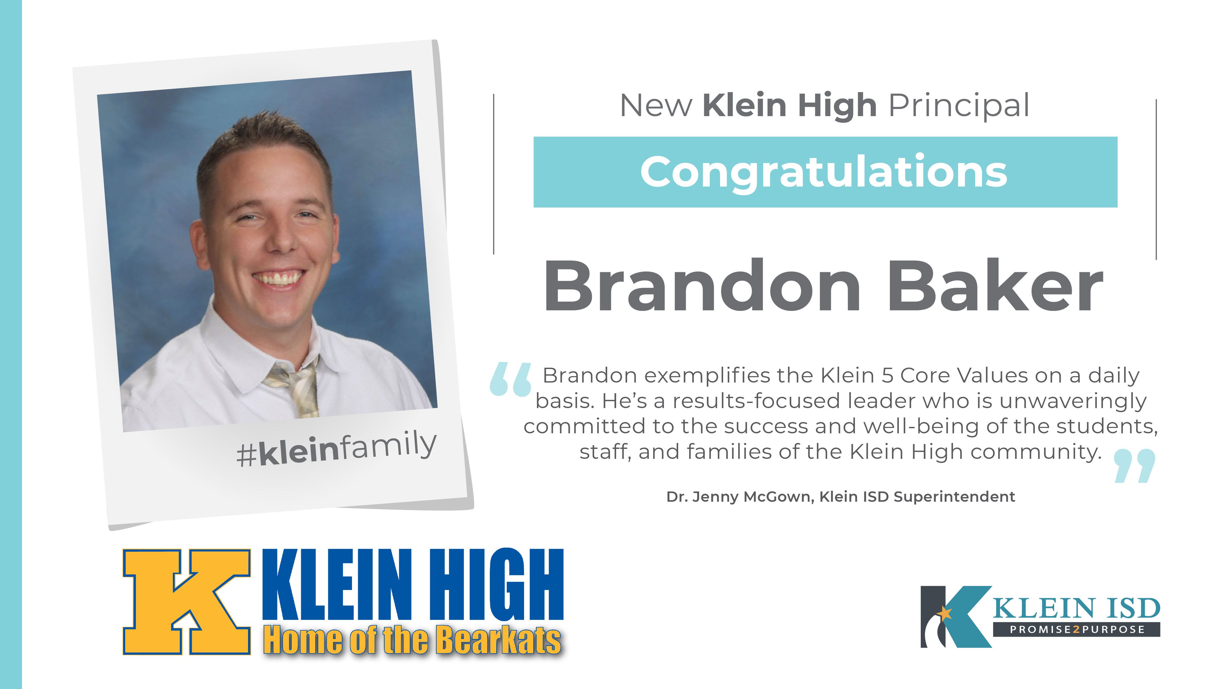 Klein High School on X: Help us welcome our new principal