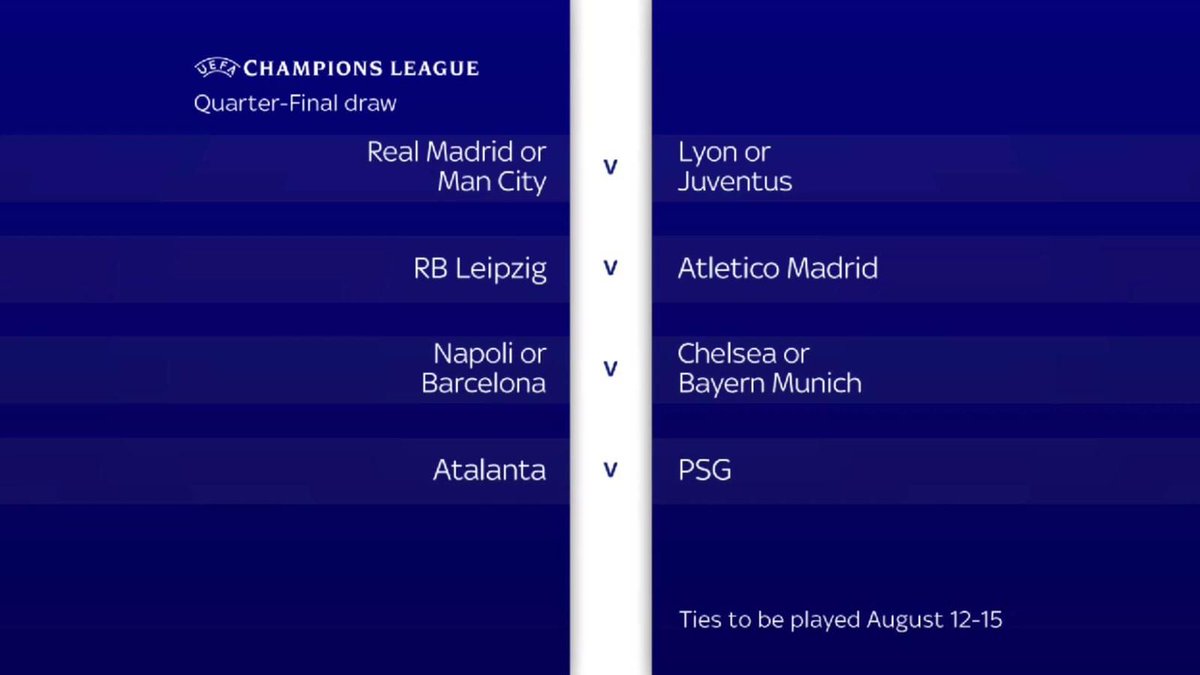 sideline_cut's tweet photo. Champions League Quarter final draw.. which game you looking forward to most? #football #championsleague https://t.co/3Kktj7VhC8