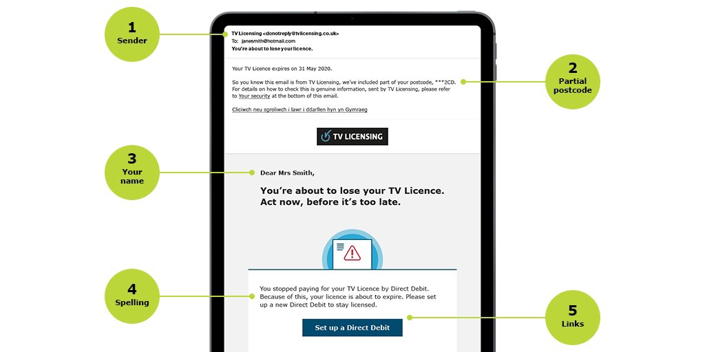Unsure about an email you’ve received that’s claiming to be from #TVLicensing? Head to tvlicensing.co.uk/scams for more guidance on spotting TV Licensing #scams.
