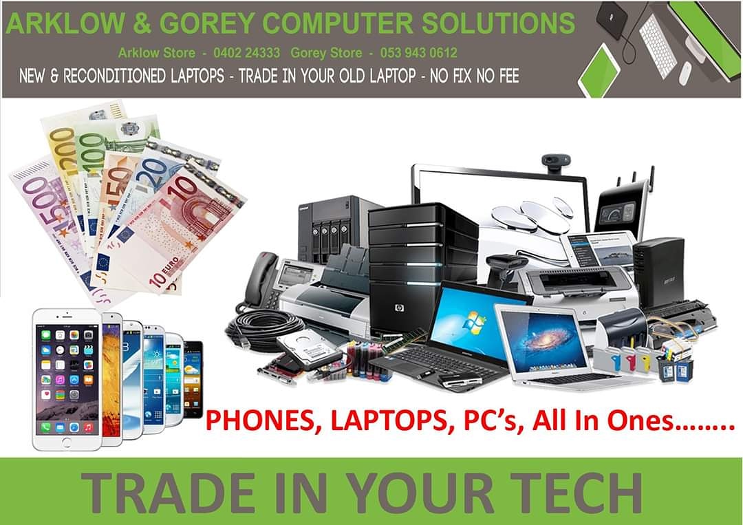 ArklowComputer's tweet image. Fancy a new Phone, Laptop, PC, in fact anything in store....TREAT YO'SELF!  We take any Tech Trade in's. 
*Subject to Inspection #Arklow #Gorey