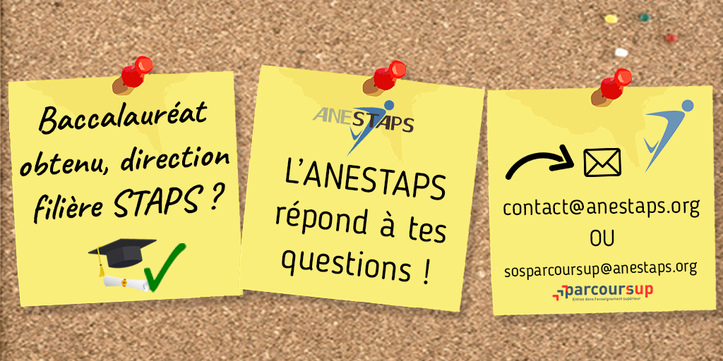 ANESTAPS's tweet photo. Le #Bac2020 c'est enfin fini ! 

Félicitations à tous les bacheliers ! 👏

Tu souhaites, ou vas intégrer la filière #STAPS ? L'ANESTAPS est là pour toi !

Pour +d'infos sur la filière : ✉️ contact@anestaps.org

Pour de l'aide sur @parcoursup_info : ✉️ sosparcoursup@anestaps.org https://t.co/fVkcJgHSSu