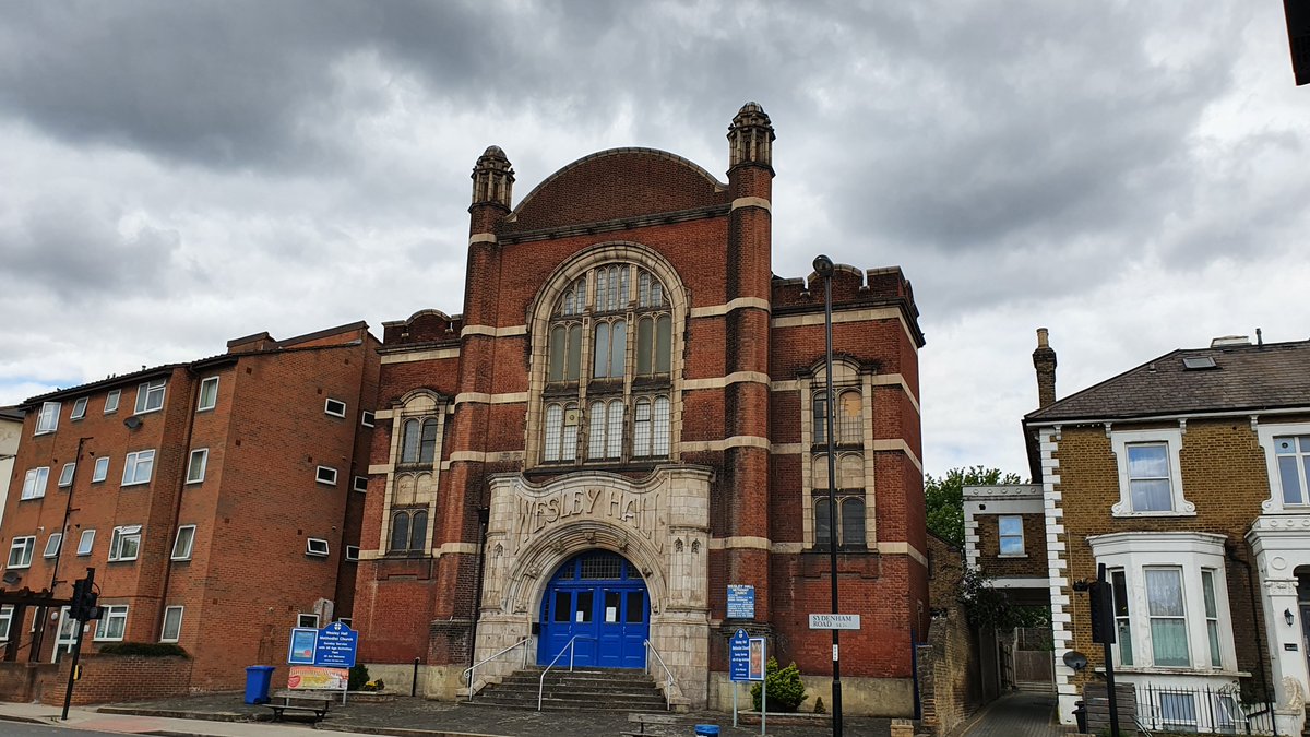 The 1906 Wesley Hall on Sydenham Road - looming across the junction