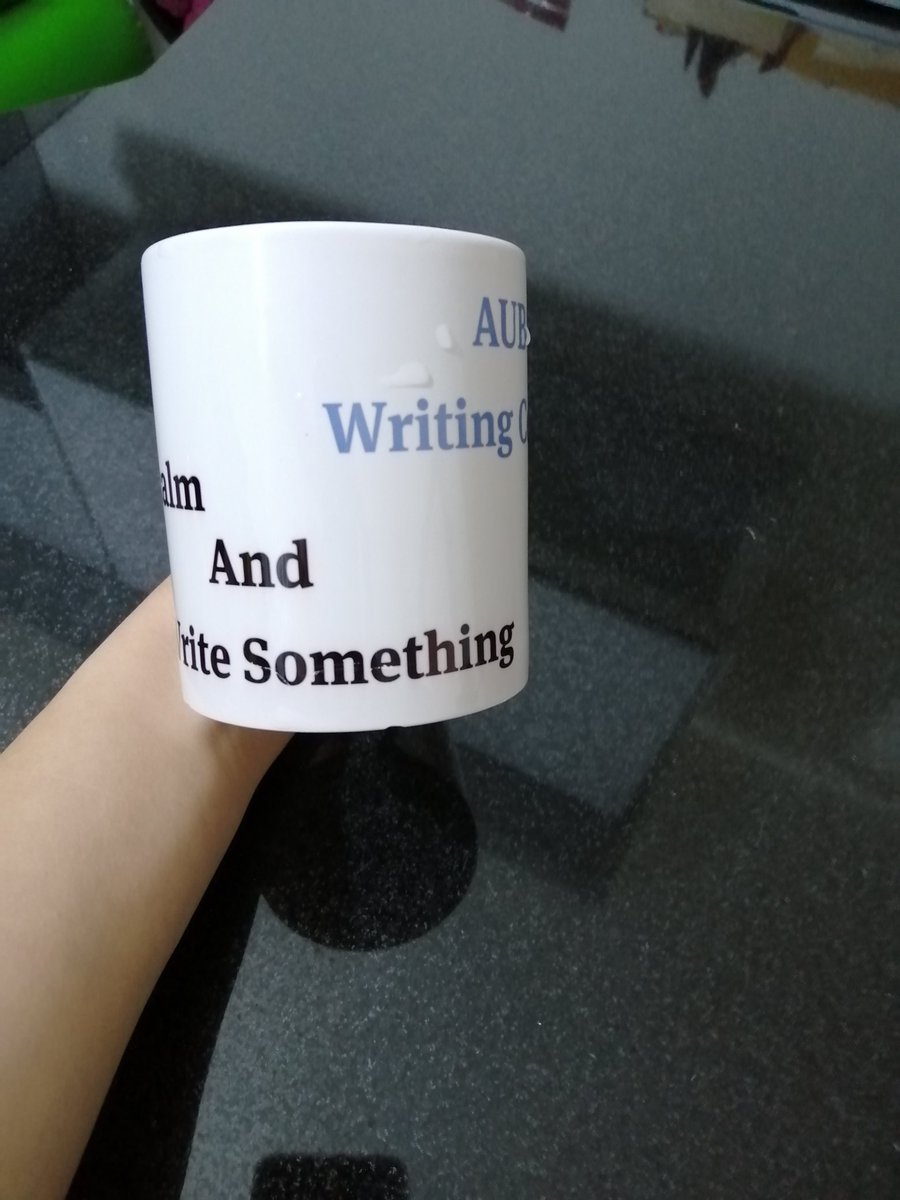 JessyAssy's tweet photo. Earned this baby back when I used to work at the Writing Center at AUB. @AUBwrites

It always guilts me into snapping out of that dreaded writer's block🤓 https://t.co/Gsq5f6vpyo