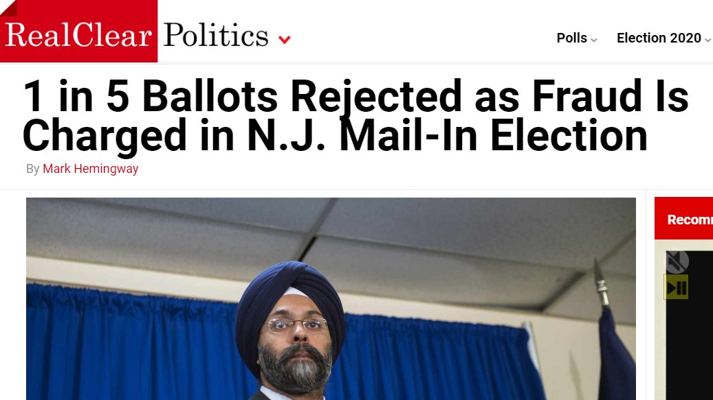 In NJ's city council election:16,747 vote-by-mail ballots were received, but only 13,557 votes were counted. More than 3,190 votes, 19% of the total ballots cast, were disqualified by the board of elections.  https://www.realclearpolitics.com/articles/2020/06/26/1_in_5_ballots_rejected_as_fraud_is_charged_in_nj_mail-in_election_143551.html