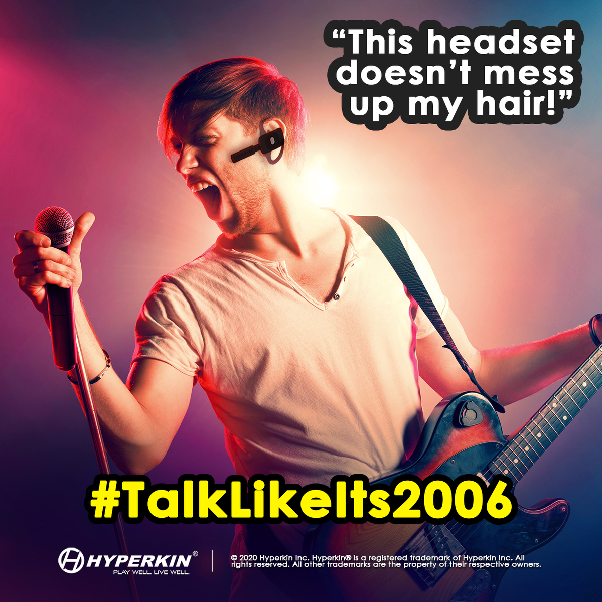 Hyperkin's tweet photo. In 2006, your pop-punk band would wrap up practice just b4 you spent the rest of the night playing Call of Duty 3. This Sept., relive your awkward hair phase w/ the #X88, our officially @Xbox-licensed replica of your fav headset, now for #XboxOne + the new Xbox! #TalkLikeIts2006. https://t.co/izP1WJZrR3