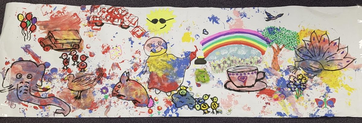 Our neighbours, <a href="/BrightHorizons/">Mai Nagi</a>, presented us with a lovely landscape of the children’s “painting &amp; splodges” asking if we would like to add our embellishments, always keen to rise to a challenge! Gratefully received back with a certain amount of awe! #HappyLiving @AnchorHanover