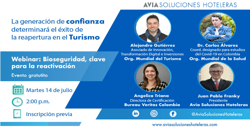 #ElTurismoSePrepara | ¿Cuál es la importancia de la #bioseguridad en la reactivación del #Turismo? Expertos comparten sus respuestas en el #webinargratuito:  “Bioseguridad, clave para la reactivación”

Los invitamos a participar
📌14 de julio - 2:00 pm
🔗bit.ly/3gIYMoB