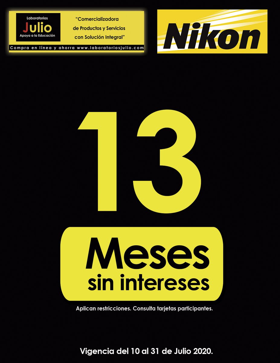 LaboratoriosJu1's tweet photo. Aprovecha 13 Meses Sin Intereses en @NikonMX !
Visita: https://t.co/yZ1kZfKodn https://t.co/RSOWIrNfnW