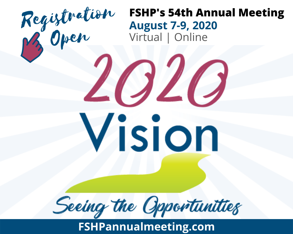 FSHPOfficial's tweet photo. We have transitioned the 2020 FSHP Annual Meeting to a fully virtual experience. We are excited for the possibility to reach even more #pharmacists and #pharmacytechnicians by offering all of our C.E. sessions online! 😀
Learn more &amp; register at: https://t.co/BpbxniUwfy
#FSHP2020 https://t.co/DtTKZIBV6e