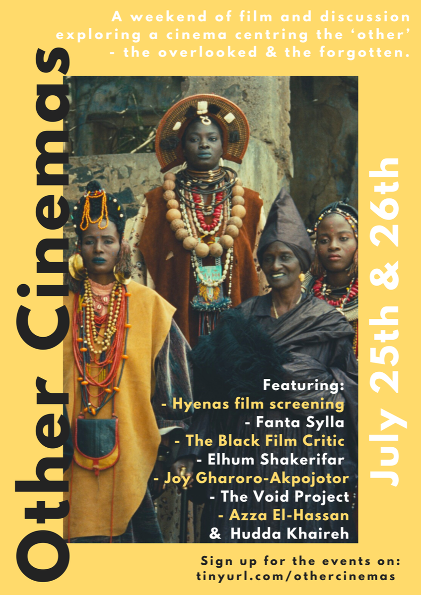 We are really happy to announce our weekender of film, talks and screenings happening on the 25th and 26th July. The entire weekend is focused on exploring a cinema centring the ‘other’. 

For more details and free tickets: othercinemasweekender.eventbrite.co.uk