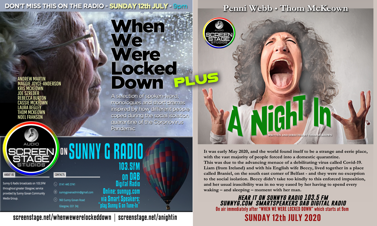 screenstage's tweet image. Screenstage Studios Audio - Radio Double Bill Sun 12072020 9pm/21.00 WhenWeWereLockedDown+ANightIn screenstage.net