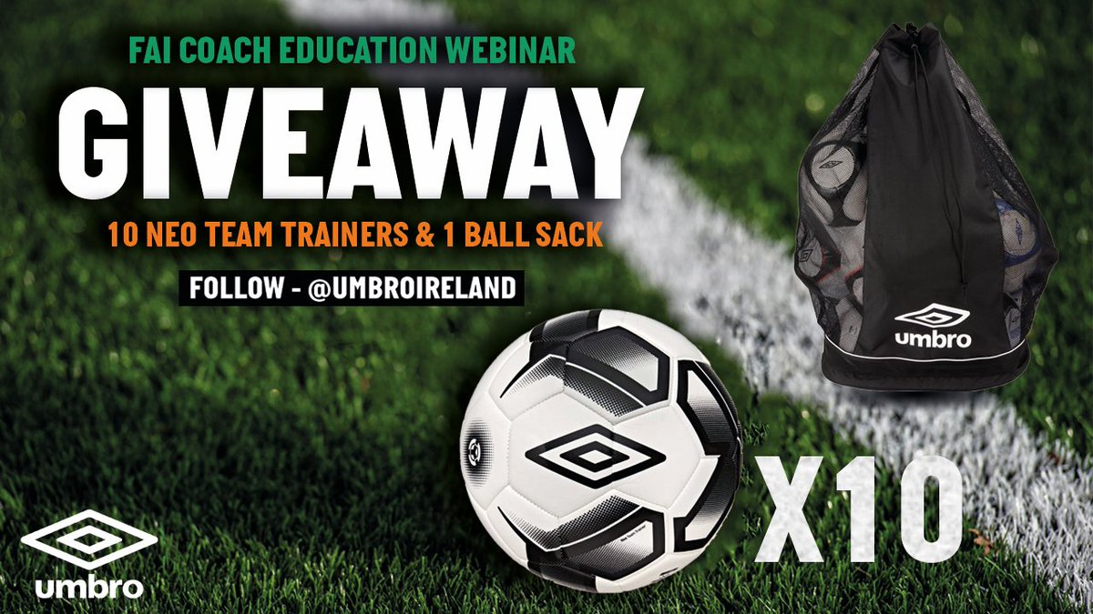 FAICoachDev's tweet photo. 🛎 COMPETITION!!!

To be in with a chance to win this week’s giveaway make sure to FOLLOW @umbroireland and RETWEET this post!

Huge thanks to Umbro for supporting our weekly Webinar series 👍

#Umbro | #CoachEducation https://t.co/75k3qa3OsF