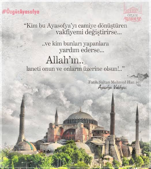 #AyasofyaCamii  çok şükür bugüne ALLAH tüm Müslümanlara Ayasofya da namaz kılmayı nasip etsin.... 🤲
F.S.M 1453......