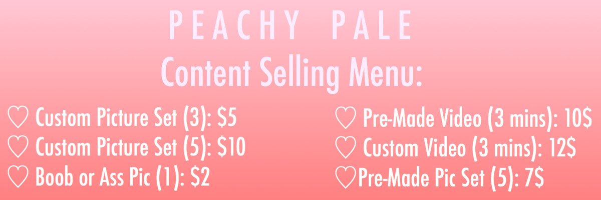 pale_peachy's tweet photo. Brand new #contentselling menu 🧡 DM me for payment info!
#sellingcontent #nsfw #buymynudes #nudes #onlyfansbabe #onlyfansnewbie #onlyfansbabe #sugardaddyswanted #retweet https://t.co/ifIGtlMYRb