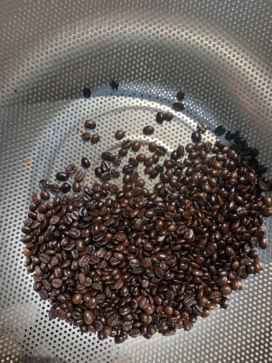 A little while later, from my garage roostery...brand new Brazilian beans freshly roasted for my afternoon brew.