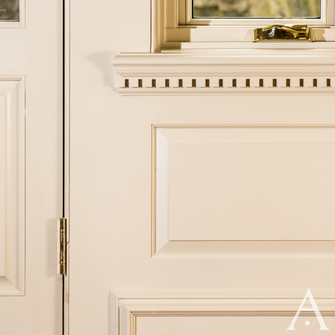 Light pours through the arched windows of the sunroom to shed light on the dentil molding and dark stained hardwood floors of this home in Media. #thisoldhome <a href="/ThisOldHouse/">This Old House</a> <a href="/PeriodArchitect/">Period Architecture</a>