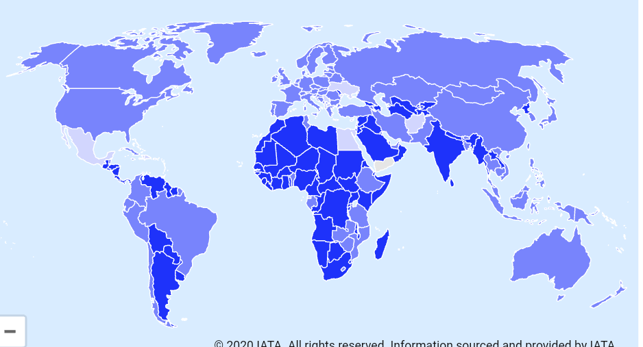 sumedhRtambe's tweet photo. @HardeepSPuri @MoCA_GoI @PIB_India @AAI_Official @MEAIndia @airindiain @FlyWithIX Dark blue colored countries are where Intl flights are banned. It's from official iata site. @AmitShah have a close look so that you can understand where does India stands in world.we are a nation with highest number of expats yet you ban Intl flights. How is it gonna help https://t.co/2GCcjNnp3b