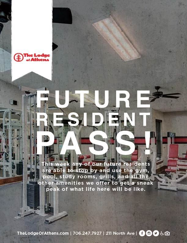 Our future resident's pass ends tomorrow! Make sure to stop by to check out all the amazing amenities you'll have access to as a resident. #uga #godawgs #georgia #georgiafootball #collegefootball #ugafootball #georgiabulldogs #dawgs #atlanta #dawgnation #universityofgeorgia #sec https://t.co/97698LlnDG