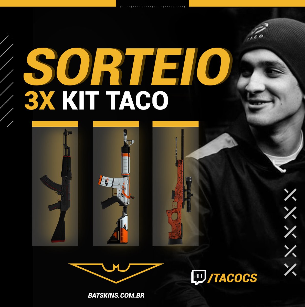 VEM, MAS VEM TRANQUILO 😎🦇

Para mostrar a nossa força a gente já vai sortear 3X KITS do <a href="/TACOCS/">Epitácio de Melo</a> na stream dele!!!
Fica ligado lá e aproveita já da uma passada na nossa loja!

twitch.tv/tacocs
batskins.com.br