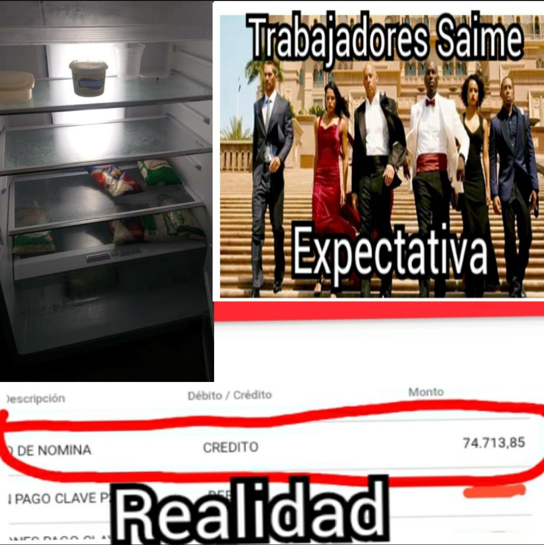 gillenpena's tweet photo. En el #SAIME me dicen HOY #10Jul #QuedateEnCasa pero como lleno la #Nevera que la tengo vacía y mira lo que me pagan yo no puedo decir #JuntosVenceremosAlCovid19 porque morirémos en el #SAIME de Hambre #NoLlegaElClapObrero #SalariosDignosParaElSaime https://t.co/G52pKi5qnZ